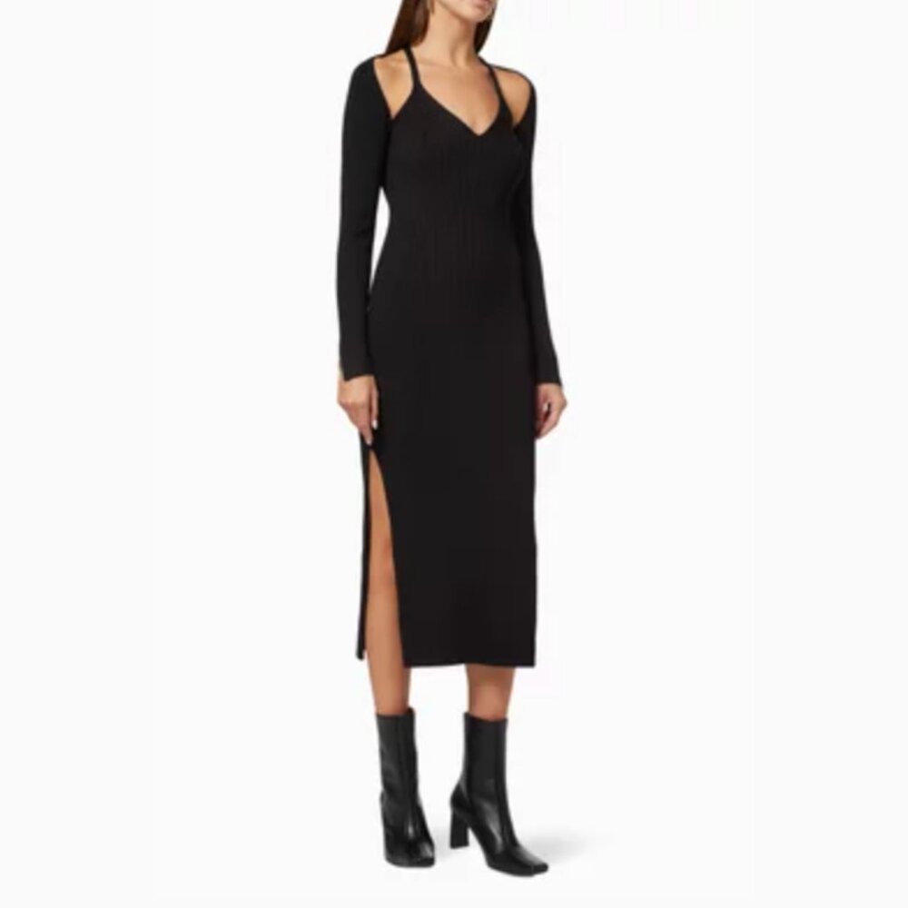 Jonathan Simkhai | Esperanza Compact Cutout Shawl Dress | Black | S